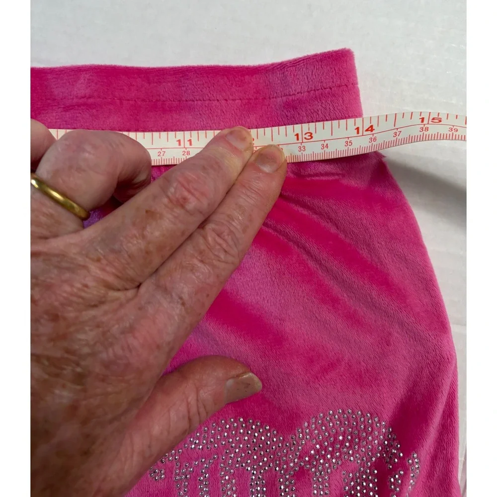 Juicy Couture Womens Hot Pink Velour Rhinestone Heart Pajama Lounge Set‎ Small